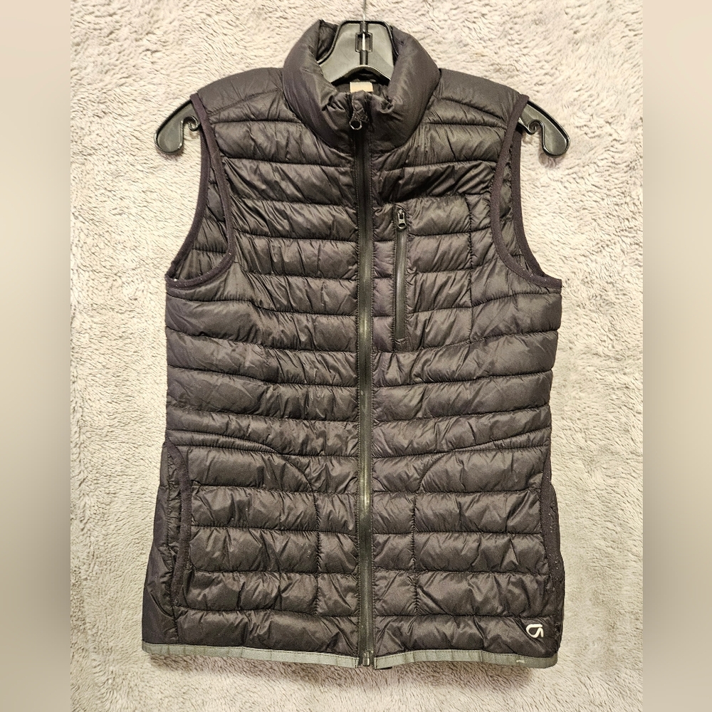 Gap Fit Puffer Vest Womens Small Black Full Zip Insulated Lightweight, Pockets